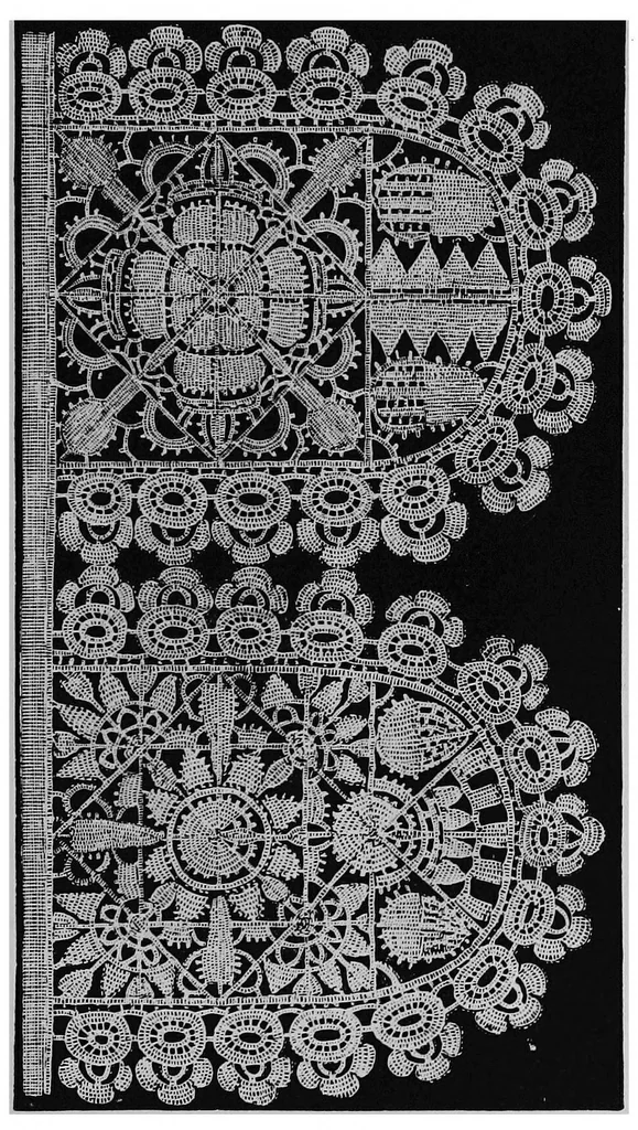 An illustration from Lace, ancient and modern; Comprising a history of its origin and manufacture, with instructions concerning the manner of making it, 1880, leaf 114