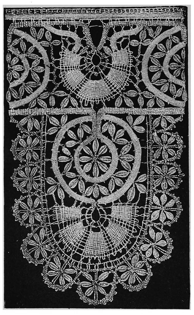 An illustration from Lace, ancient and modern; Comprising a history of its origin and manufacture, with instructions concerning the manner of making it, 1880, leaf 121