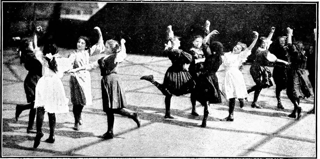An illustration from Folk-dances and singing games; Dances of the people, 1909, leaf 102