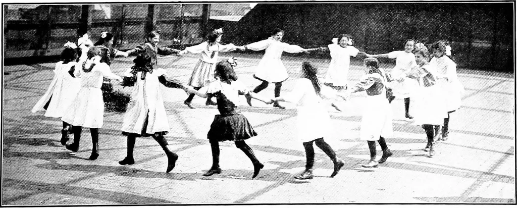 An illustration from Folk-dances and singing games; Dances of the people, 1909, leaf 18