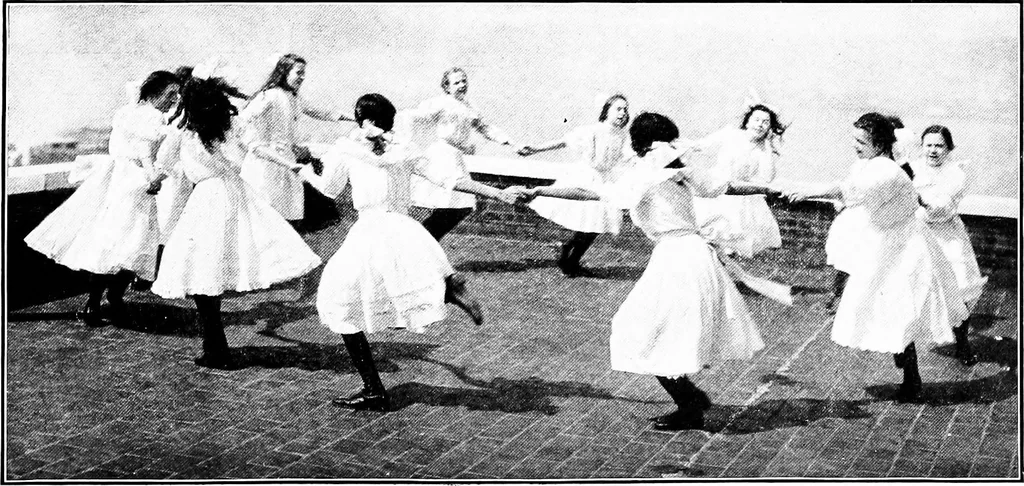 An illustration from Folk-dances and singing games; Dances of the people, 1909, leaf 26