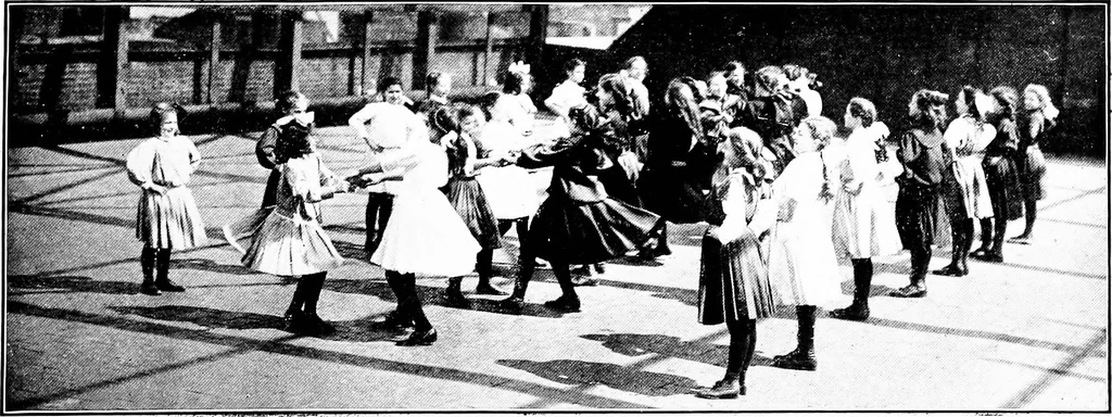 An illustration from Folk-dances and singing games; Dances of the people, 1909, leaf 30