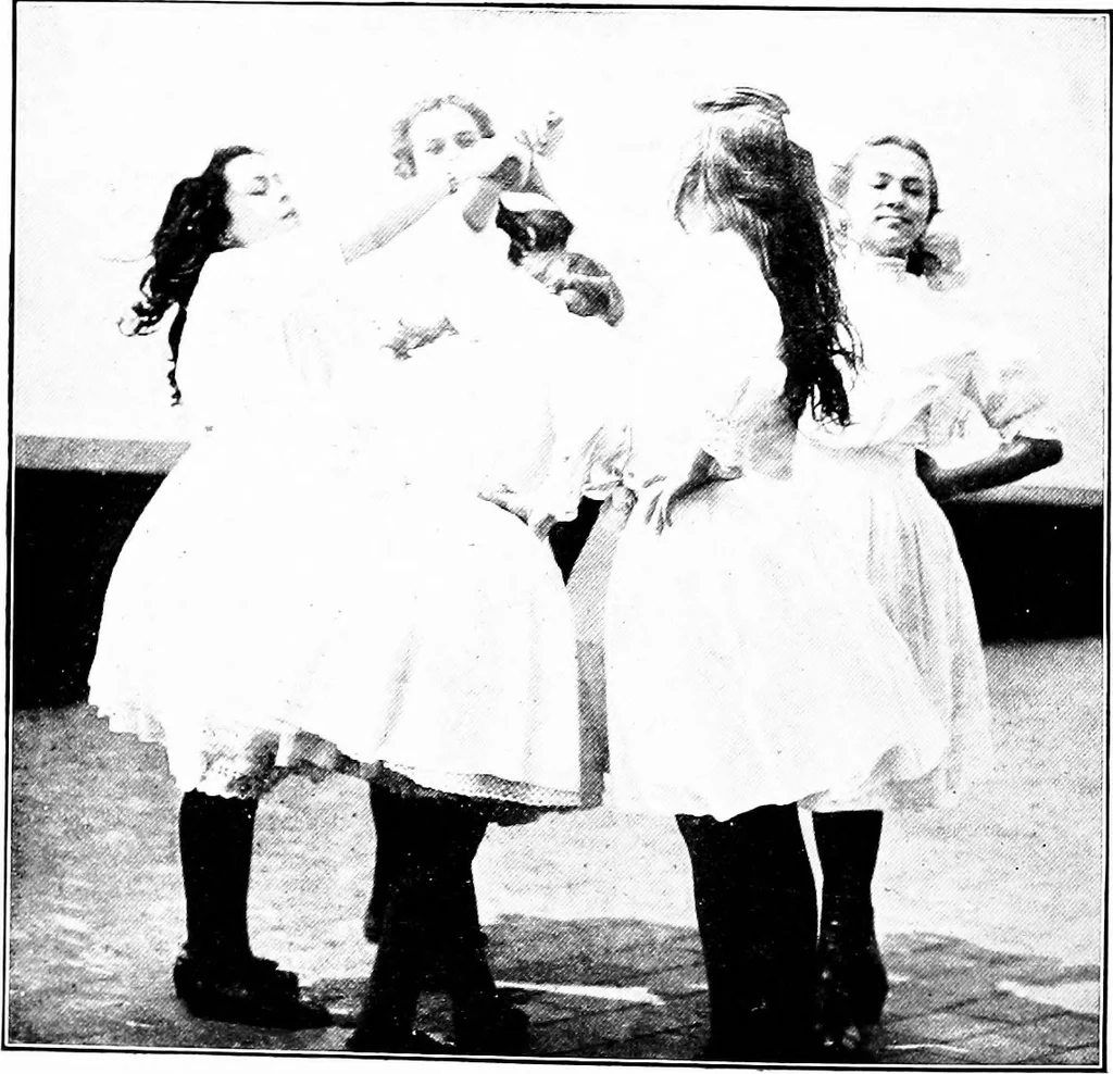 An illustration from Folk-dances and singing games; Dances of the people, 1909, leaf 45