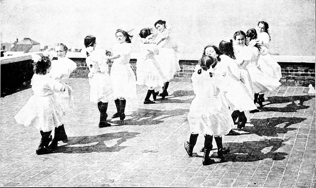 An illustration from Folk-dances and singing games; Dances of the people, 1909, leaf 53