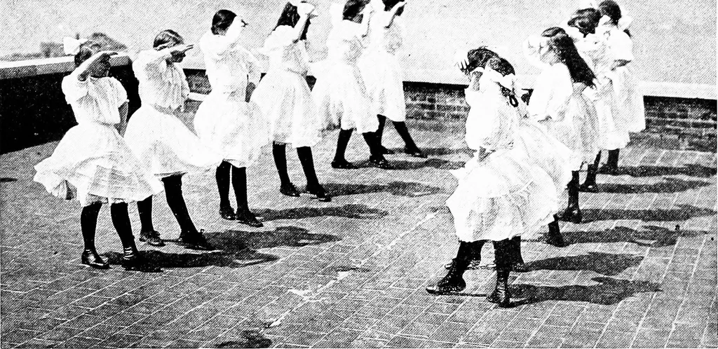 An illustration from Folk-dances and singing games; Dances of the people, 1909, leaf 54