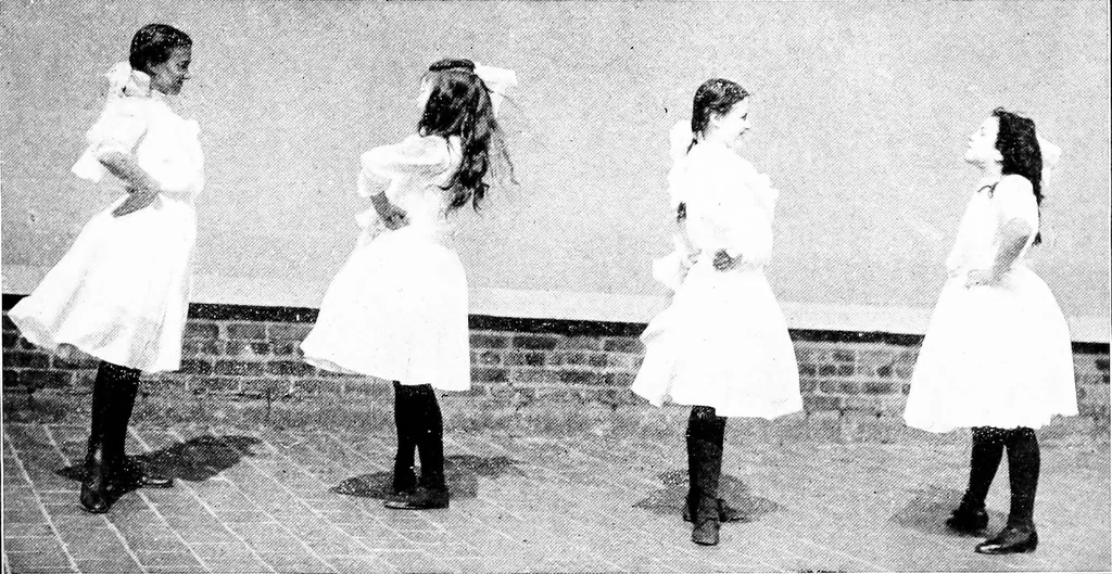 An illustration from Folk-dances and singing games; Dances of the people, 1909, leaf 66