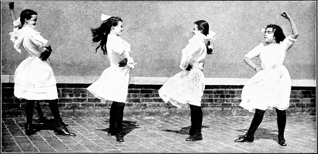 An illustration from Folk-dances and singing games; Dances of the people, 1909, leaf 67