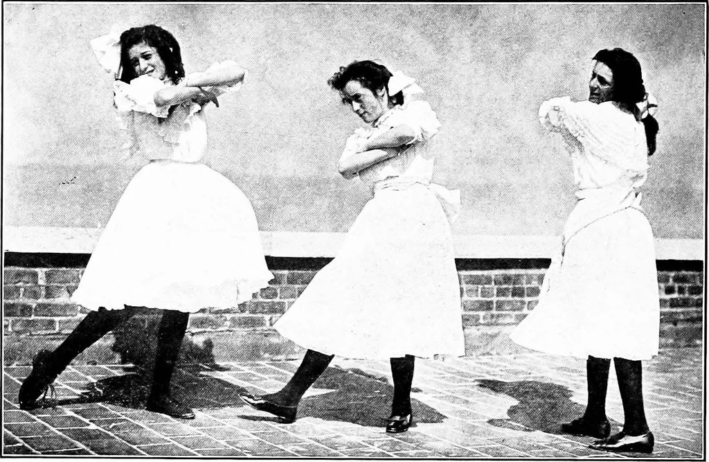 An illustration from Folk-dances and singing games; Dances of the people, 1909, leaf 71