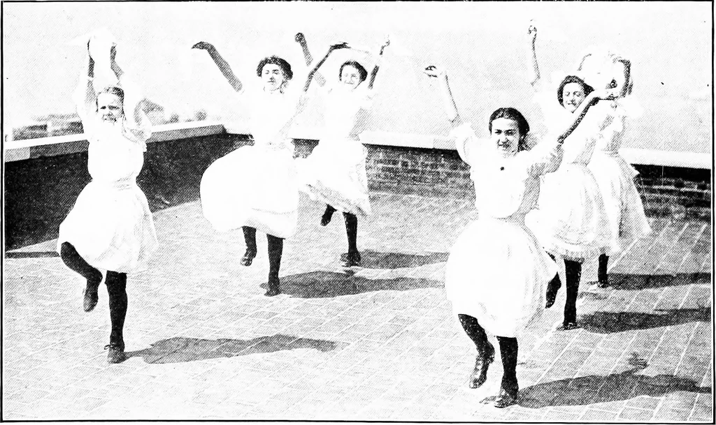 An illustration from Folk-dances and singing games; Dances of the people, 1909, leaf 75