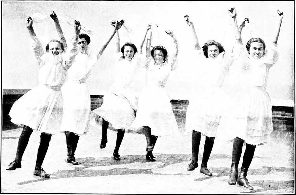 An illustration from Folk-dances and singing games; Dances of the people, 1909, leaf 77