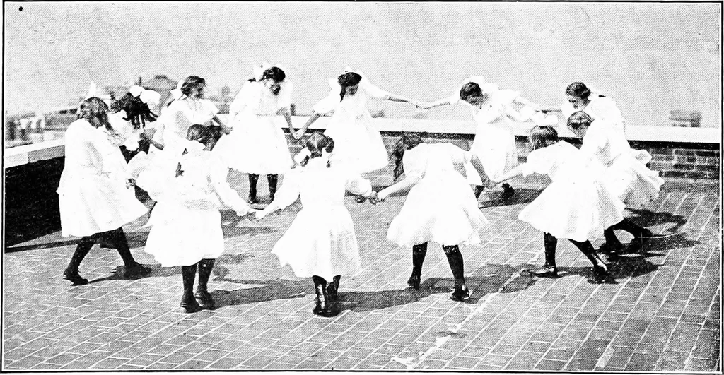 An illustration from Folk-dances and singing games; Dances of the people, 1909, leaf 81