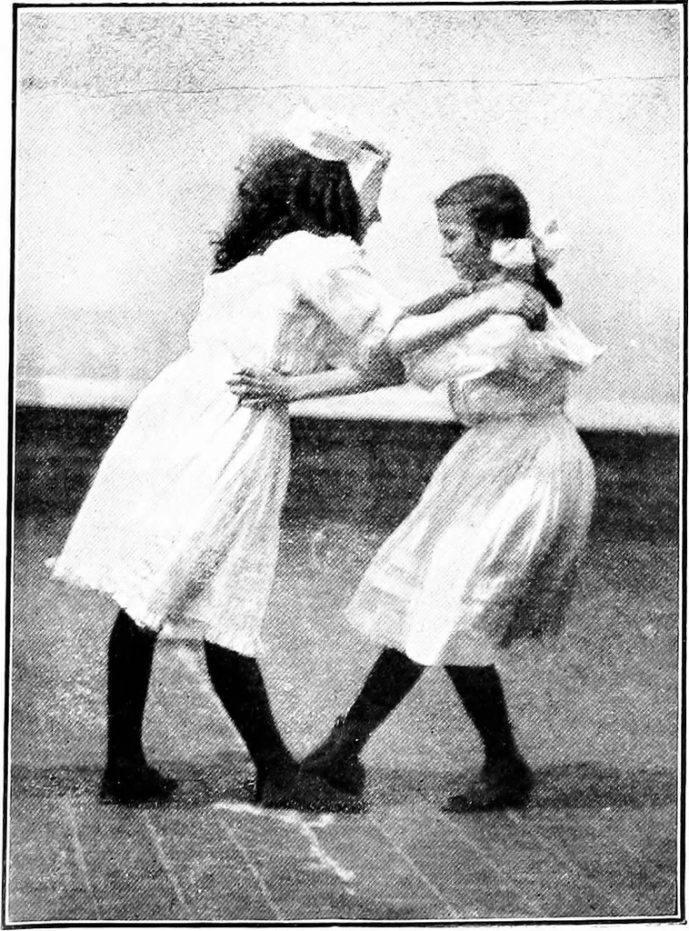 An illustration from Folk-dances and singing games; Dances of the people, 1909, leaf 90