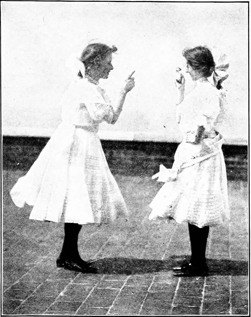 An illustration from Folk-dances and singing games; Dances of the people, 1909, leaf 93