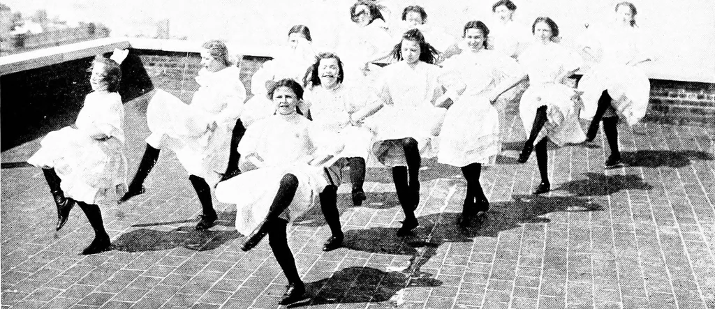 An illustration from Folk-dances and singing games; Dances of the people, 1909, leaf 95