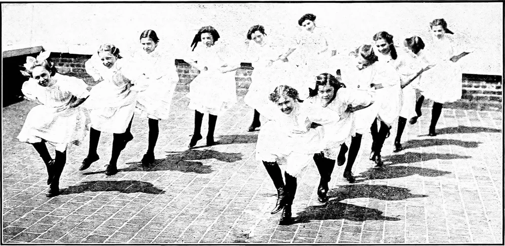 An illustration from Folk-dances and singing games; Dances of the people, 1909, leaf 97