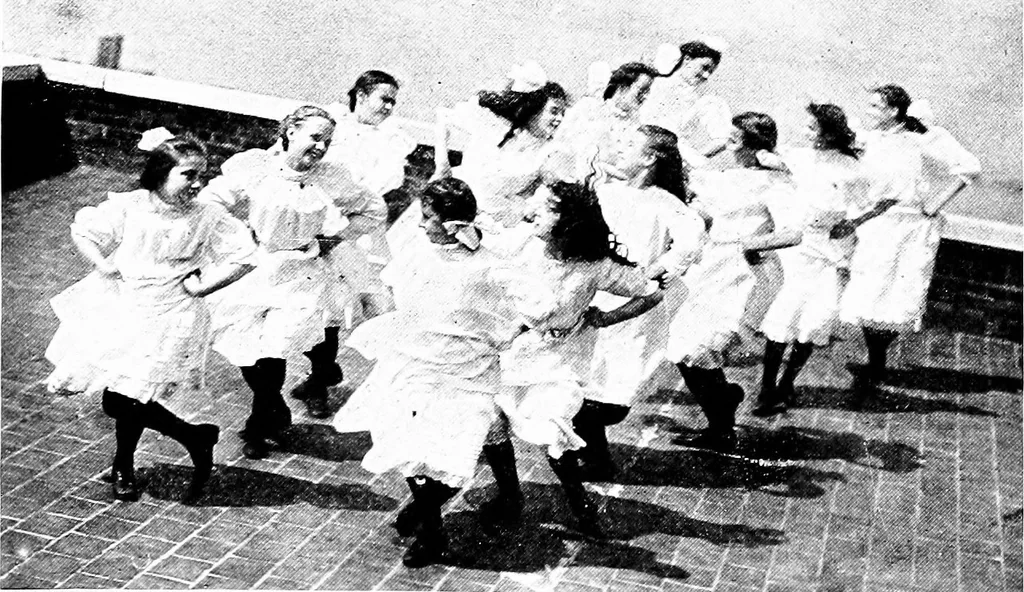 An illustration from Folk-dances and singing games; Dances of the people, 1909, leaf 97