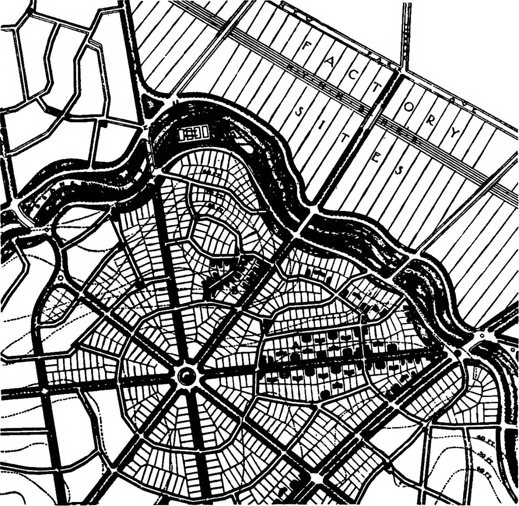 An illustration from City planning, with special reference to the planning of streets and lots, 1916, leaf 228