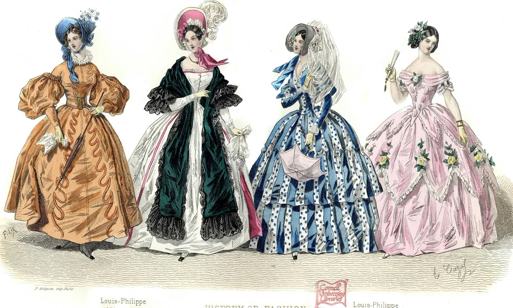 An illustration from The history of fashion in France, or, The dress of women from the Gallo-Roman period to the present time, 1882, leaf 364