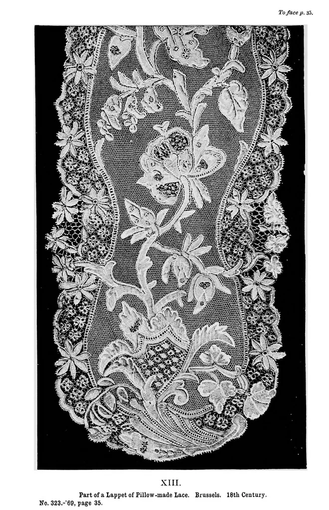 An illustration from A descriptive catalogue of the collection of lace in the South Kensington museum, 1881, leaf 105