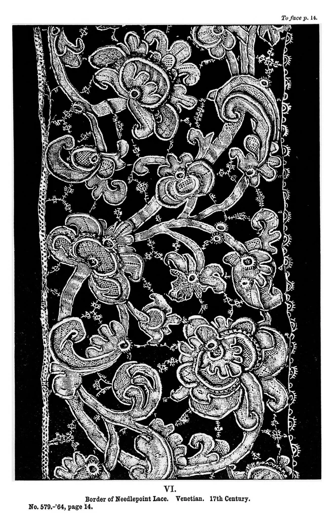 An illustration from A descriptive catalogue of the collection of lace in the South Kensington museum, 1881, leaf 72