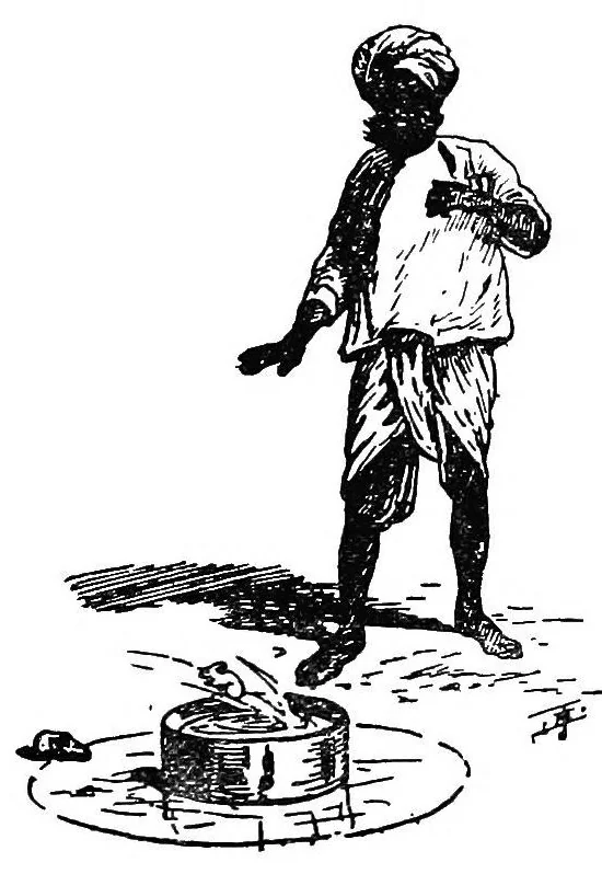 An illustration from Hindu magic : an expose of the tricks of the yogis and fakirs of India, 1913, leaf 32