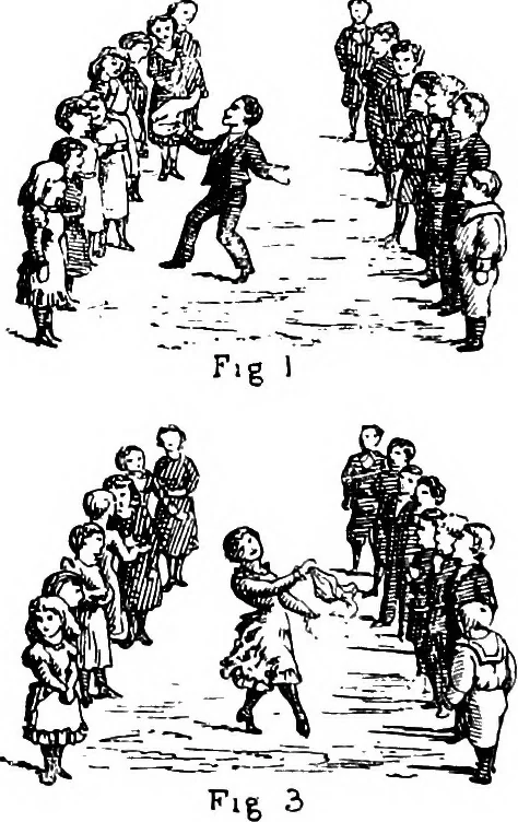 An illustration from The traditional games of England, Scotland, and Ireland, with tunes, singing-rhymes, and methods of playing according to the variants extant and recorded in different parts of the Kingdom;, 1894, leaf 35