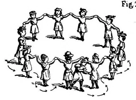 An illustration from The traditional games of England, Scotland, and Ireland, with tunes, singing-rhymes, and methods of playing according to the variants extant and recorded in different parts of the Kingdom;, 1894, leaf 153