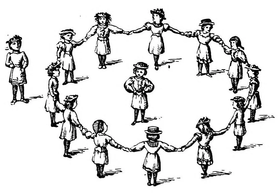 An illustration from The traditional games of England, Scotland, and Ireland, with tunes, singing-rhymes, and methods of playing according to the variants extant and recorded in different parts of the Kingdom;, 1894, leaf 397