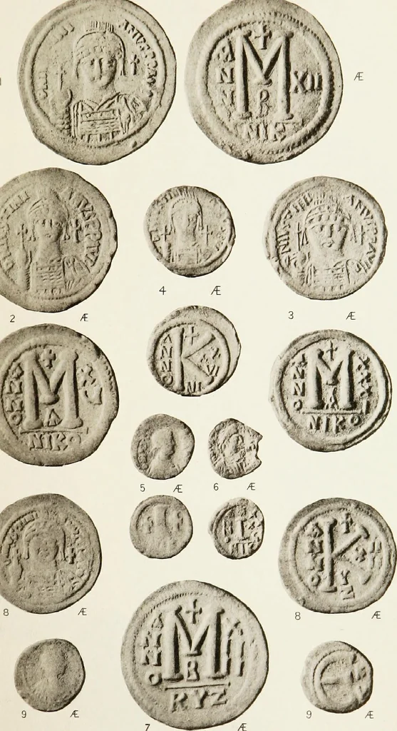 An illustration from Catalogue of the imperial Byzantine coins in the British Museum, 1908, leaf 444