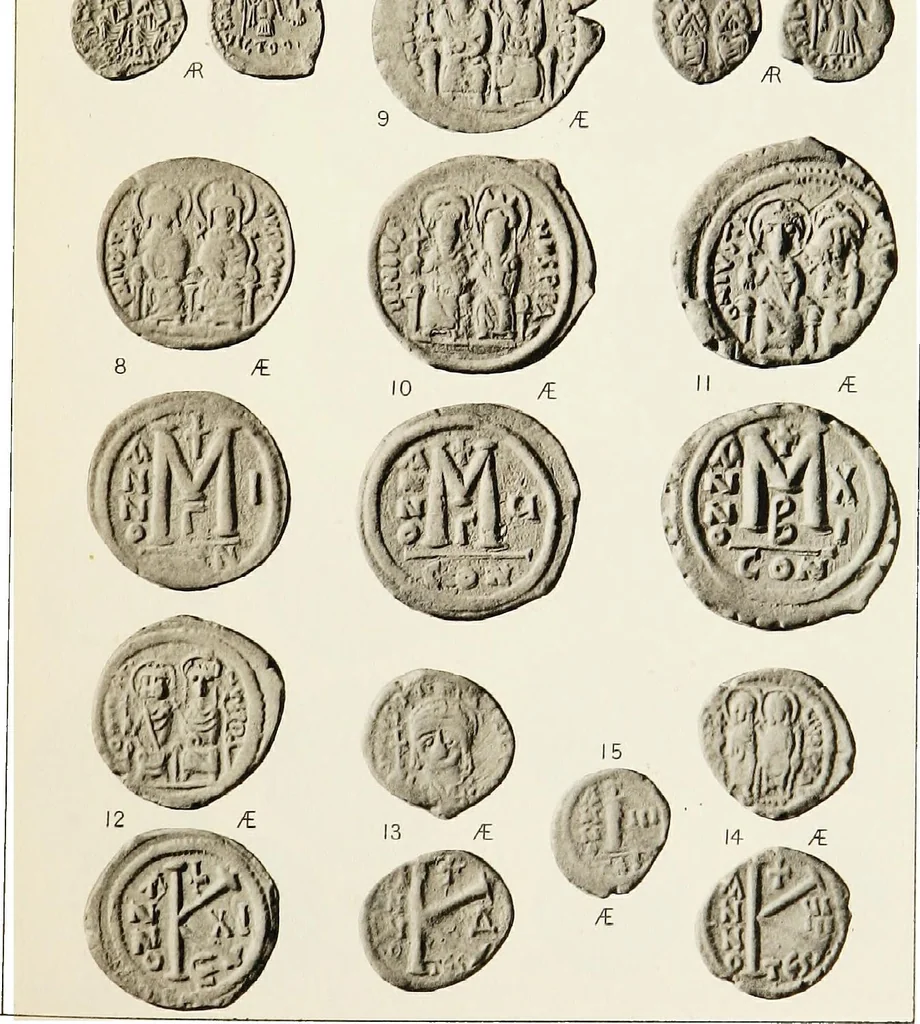 An illustration from Catalogue of the imperial Byzantine coins in the British Museum, 1908, leaf 452