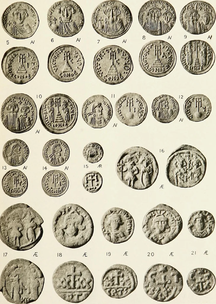 An illustration from Catalogue of the imperial Byzantine coins in the British Museum, 1908, leaf 496