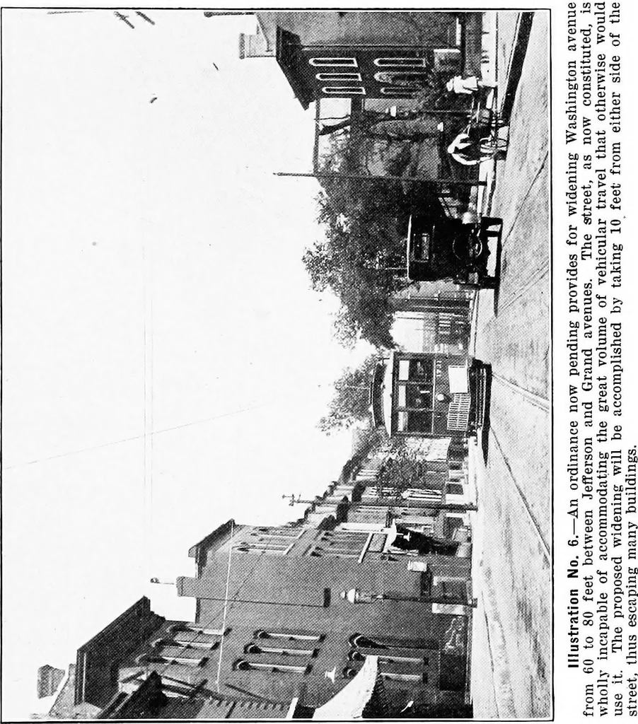 An illustration from Problems of St. Louis, being a description, from the city planning standpoint, of past and present tendencies of growth, with general suggestions for impending issues and necessary future improvements. The City Plan Commission, St. Louis, Mo., Harland Bartholomew, engineer, 1917, leaf 49