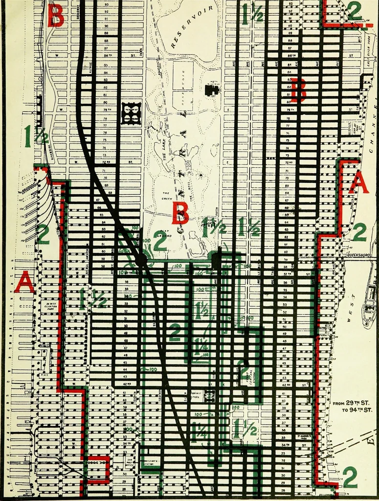 An illustration from New York city building zone resolution, restricting the height and use of buildings and prescribing the minimum sizes of their yards and courts;, 1917, leaf 28