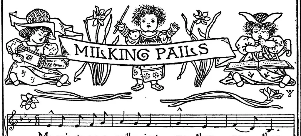 An illustration from Children's singing games : with the tunes to which they are sung : 1st-2nd series, 1894, leaf 36