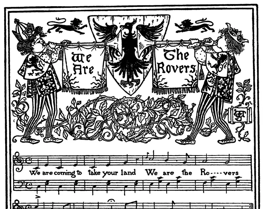 An illustration from Children's singing games : with the tunes to which they are sung : 1st-2nd series, 1894, leaf 56