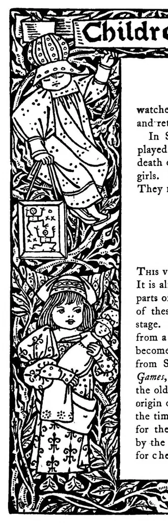 An illustration from Children's singing games : with the tunes to which they are sung : 1st-2nd series, 1894, leaf 69