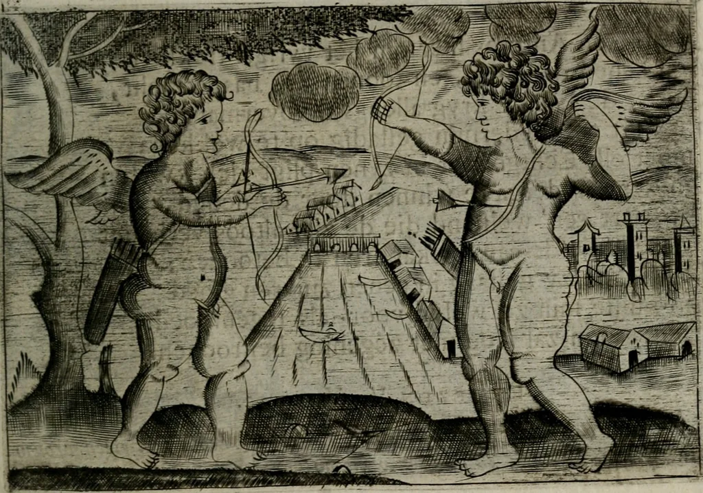 An illustration from Cupidoos mengelwerken, of, Minnespiegel der deugden : bestaande uit stightelyke zinnebeelden, 1728, leaf 118