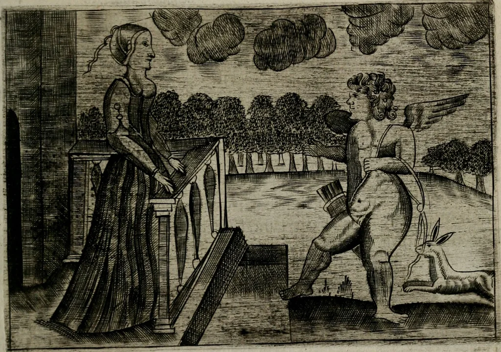 An illustration from Cupidoos mengelwerken, of, Minnespiegel der deugden : bestaande uit stightelyke zinnebeelden, 1728, leaf 150