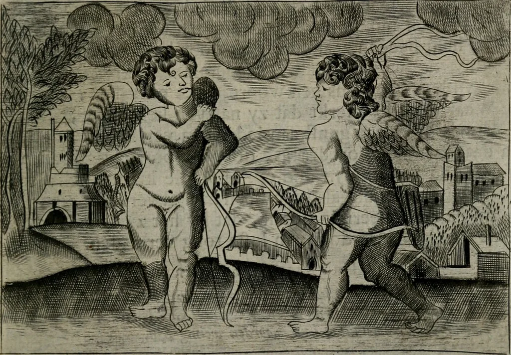 An illustration from Cupidoos mengelwerken, of, Minnespiegel der deugden : bestaande uit stightelyke zinnebeelden, 1728, leaf 178