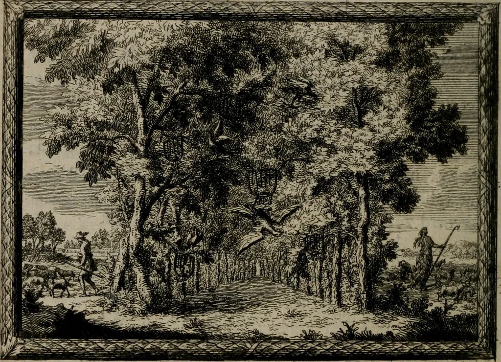 An illustration from Cupidoos mengelwerken, of, Minnespiegel der deugden : bestaande uit stightelyke zinnebeelden, 1728, leaf 19