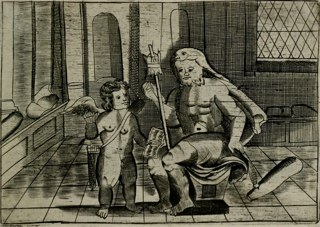 An illustration from Cupidoos mengelwerken, of, Minnespiegel der deugden : bestaande uit stightelyke zinnebeelden, 1728, leaf 192