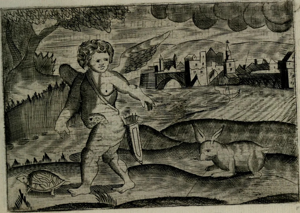 An illustration from Cupidoos mengelwerken, of, Minnespiegel der deugden : bestaande uit stightelyke zinnebeelden, 1728, leaf 208