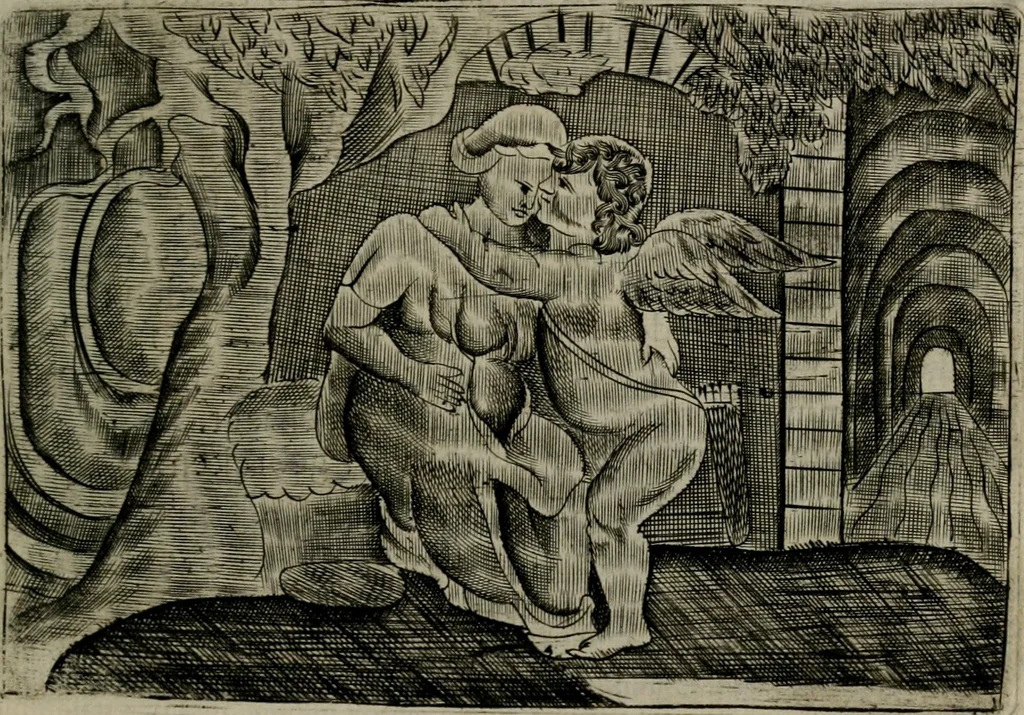 An illustration from Cupidoos mengelwerken, of, Minnespiegel der deugden : bestaande uit stightelyke zinnebeelden, 1728, leaf 222