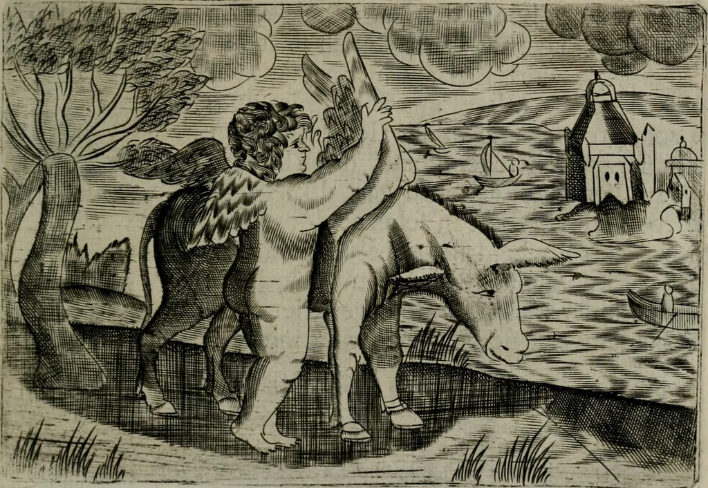 An illustration from Cupidoos mengelwerken, of, Minnespiegel der deugden : bestaande uit stightelyke zinnebeelden, 1728, leaf 224