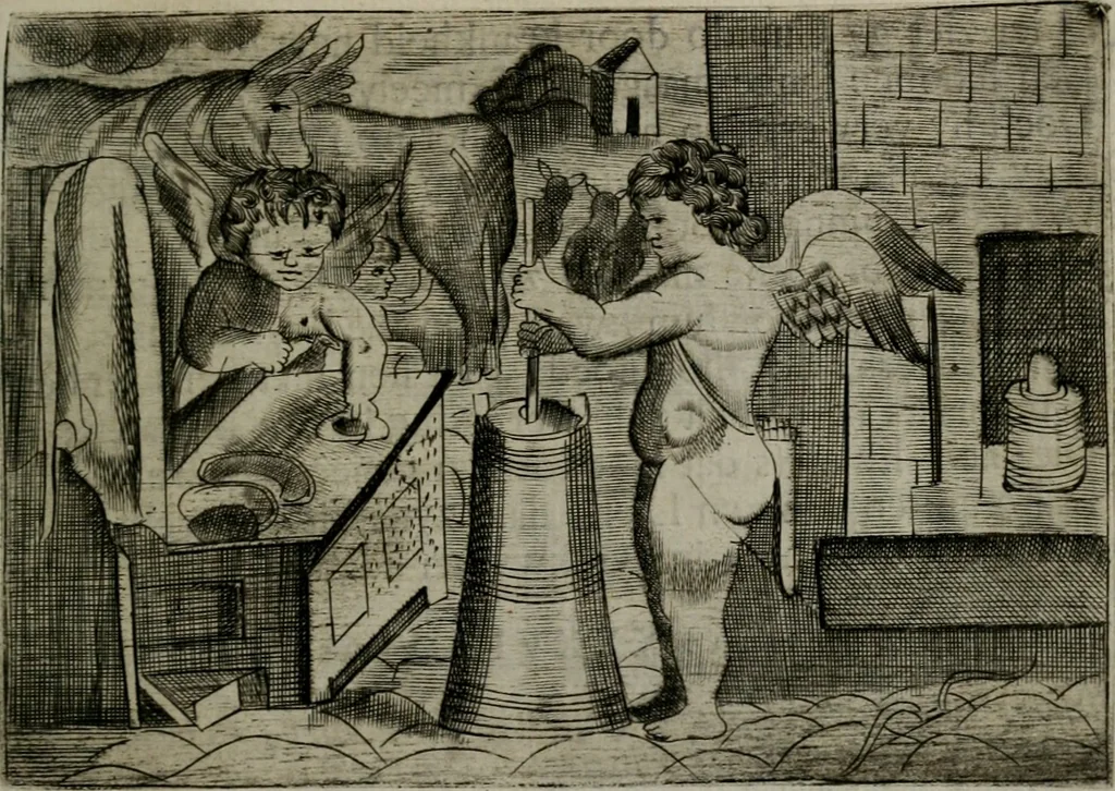 An illustration from Cupidoos mengelwerken, of, Minnespiegel der deugden : bestaande uit stightelyke zinnebeelden, 1728, leaf 228
