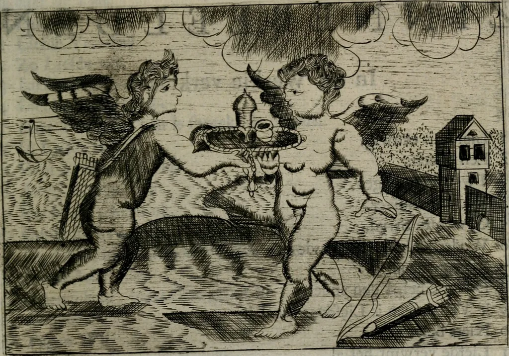 An illustration from Cupidoos mengelwerken, of, Minnespiegel der deugden : bestaande uit stightelyke zinnebeelden, 1728, leaf 238