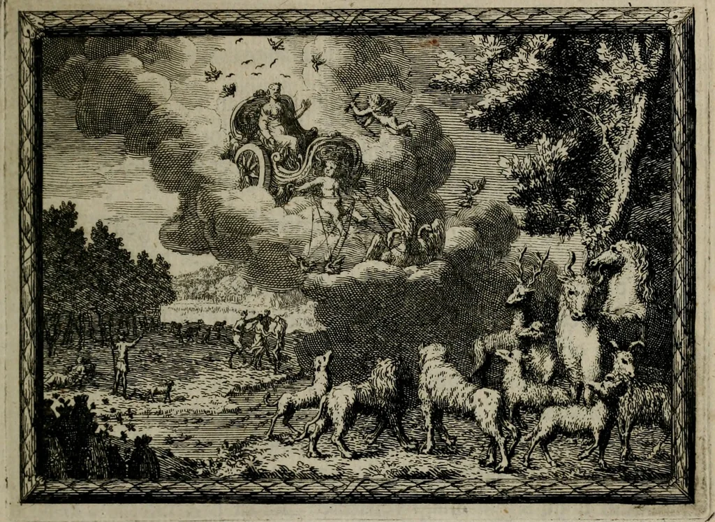 An illustration from Cupidoos mengelwerken, of, Minnespiegel der deugden : bestaande uit stightelyke zinnebeelden, 1728, leaf 32