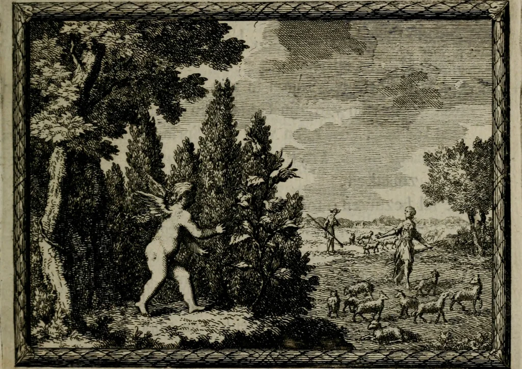An illustration from Cupidoos mengelwerken, of, Minnespiegel der deugden : bestaande uit stightelyke zinnebeelden, 1728, leaf 36