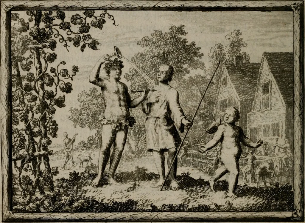 An illustration from Cupidoos mengelwerken, of, Minnespiegel der deugden : bestaande uit stightelyke zinnebeelden, 1728, leaf 53