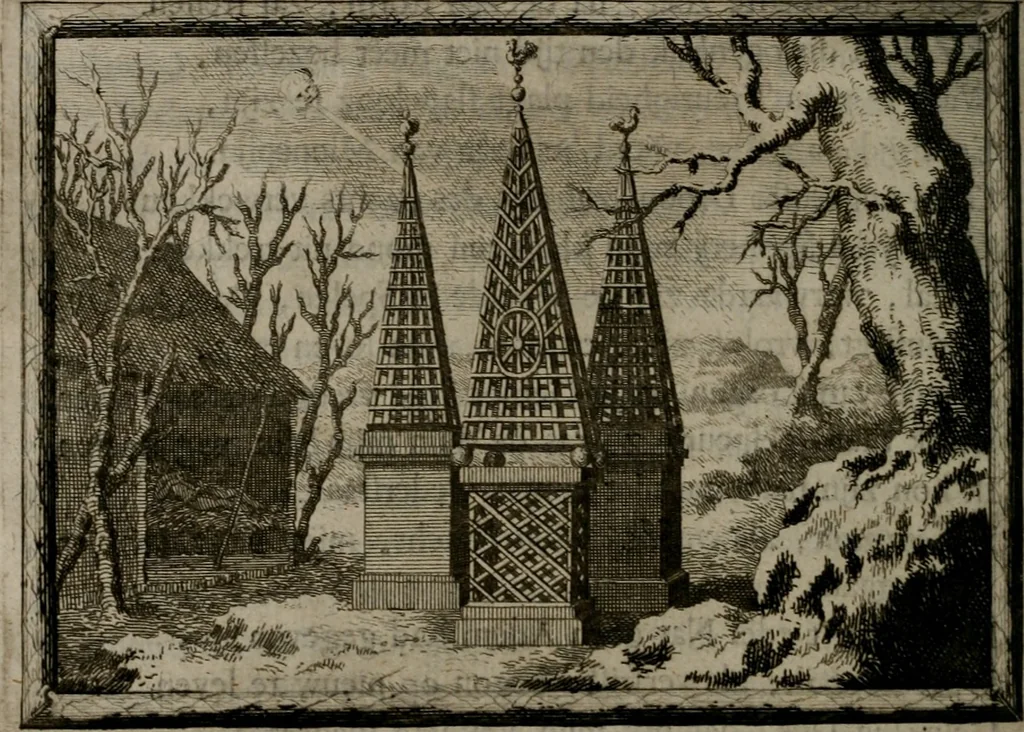 An illustration from Cupidoos mengelwerken, of, Minnespiegel der deugden : bestaande uit stightelyke zinnebeelden, 1728, leaf 57